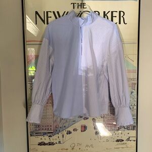 NWOT Zara contrasting stripe shirt with keyhole and bow tie back detail size XS